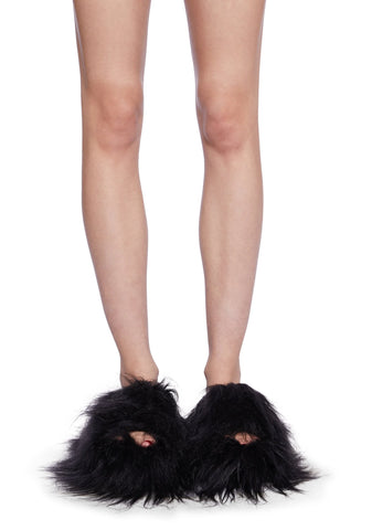 Case Of The Grumpies Fuzzy Slides - Black