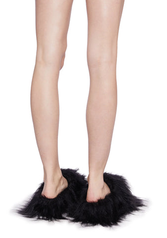 Case Of The Grumpies Fuzzy Slides - Black