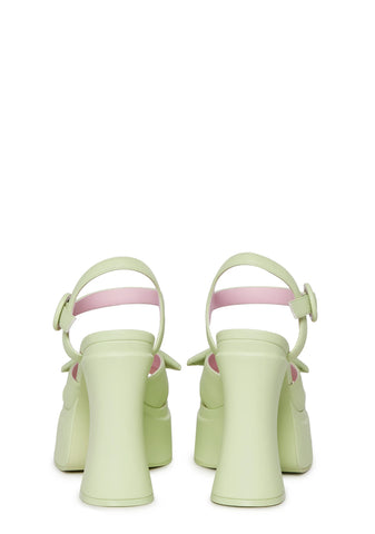 Carefree Muse Platform Sandals - Green