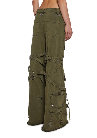 Switch Strappy Cargo Pants - Green