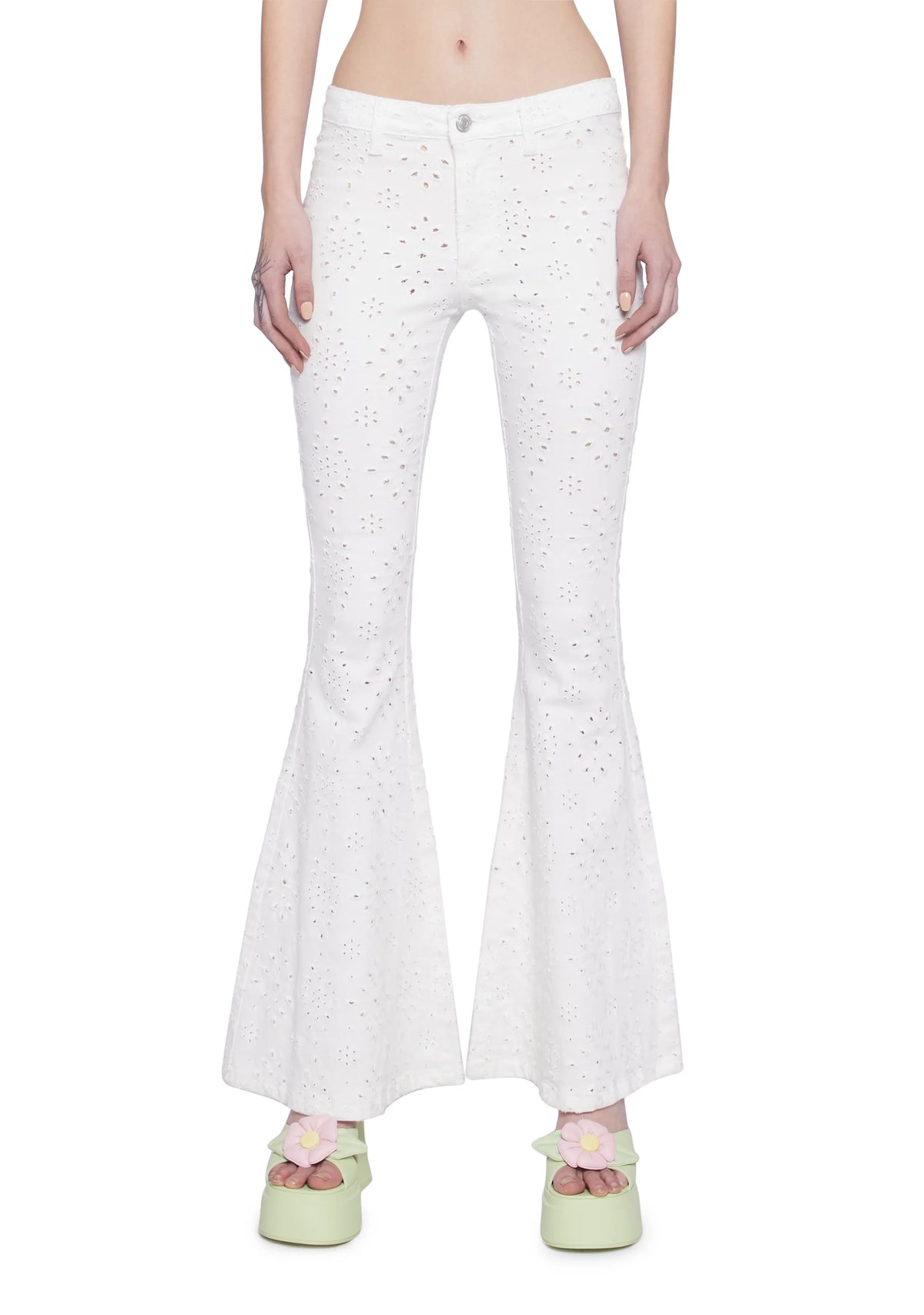 Blooming Fields Eyelet Flare Pants