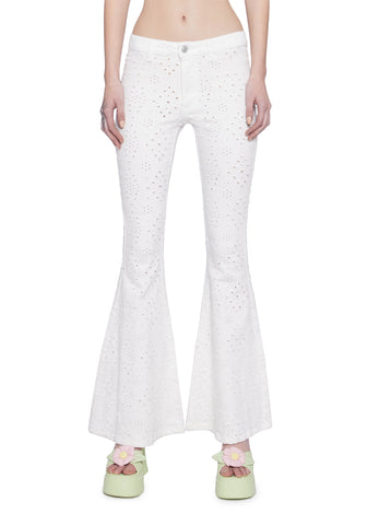 Blooming Fields Eyelet Flare Pants