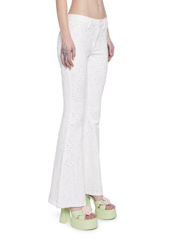 Blooming Fields Eyelet Flare Pants