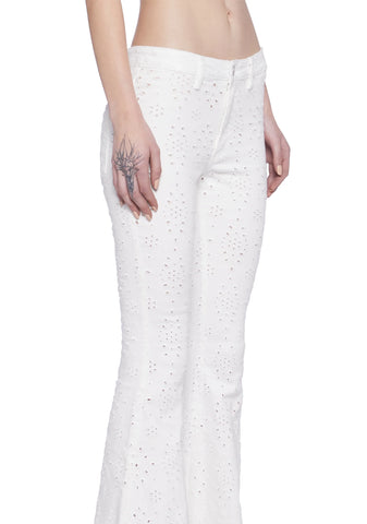 Blooming Fields Eyelet Flare Pants