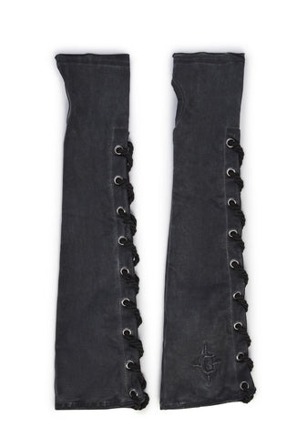 Washed Lace-Up Gloves