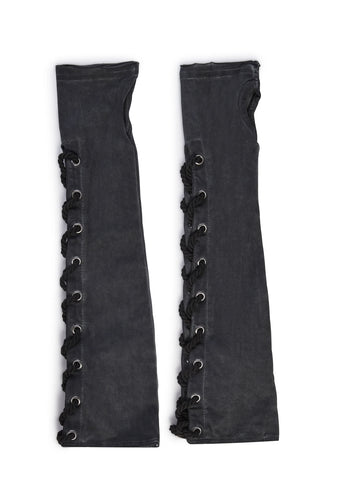 Washed Lace-Up Gloves