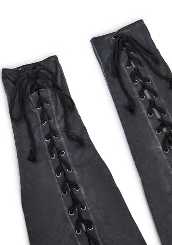 Washed Lace-Up Stockings