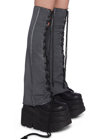 Washed Lace-Up Stockings