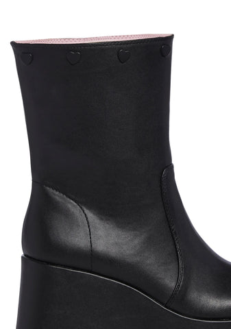Snuggle Wonderland Platform Boots - Black
