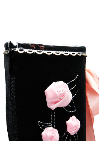 Guiltless Ghost Lace Up Platform Long Boots - Black