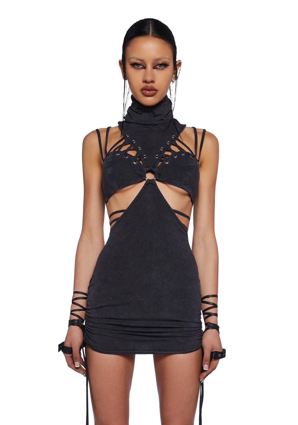 Charged Lace-Up Bodycon Dress
