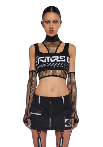 Rave Visions Fishnet Top And Gloves Set
