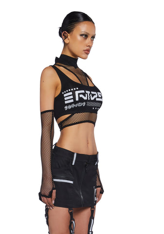Rave Visions Fishnet Top And Gloves Set