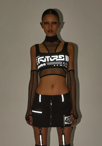 Rave Visions Fishnet Top And Gloves Set