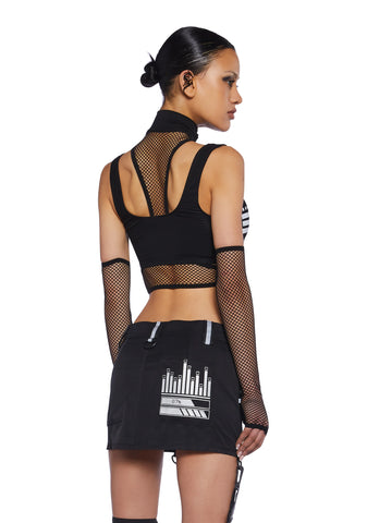 Rave Visions Fishnet Top And Gloves Set