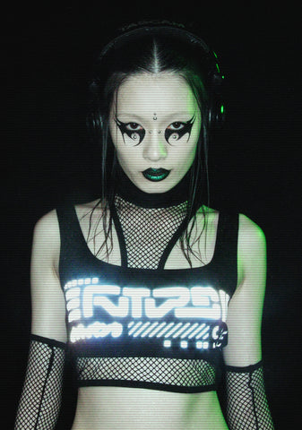 Rave Visions Fishnet Top And Gloves Set