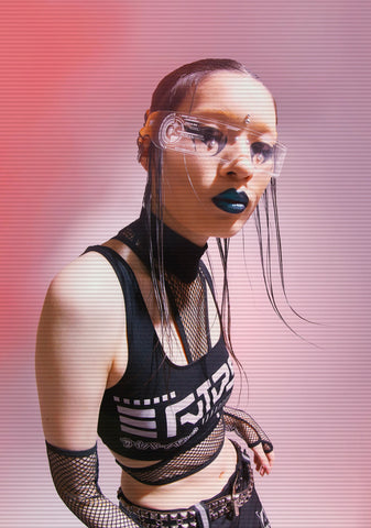 Rave Visions Fishnet Top And Gloves Set