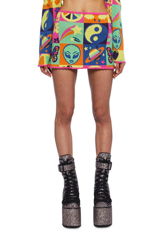 Acid Trippin Knit Mini Skirt