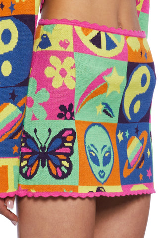 Acid Trippin Knit Mini Skirt