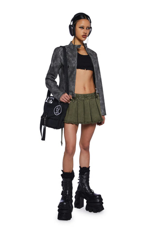 Switch Pleated Mini Skirt - Green