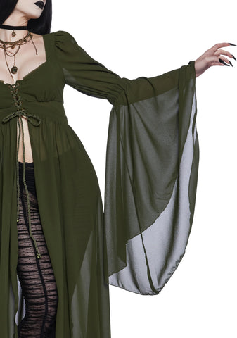 Hail To The Guardians Long Sleeve Top - Dark Green