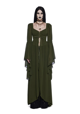 Hail To The Guardians Long Sleeve Top - Dark Green