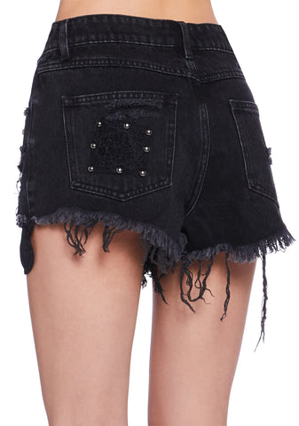 Dayclub Cabana Denim Shorts - Black