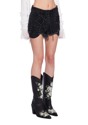 Dayclub Cabana Denim Shorts - Black