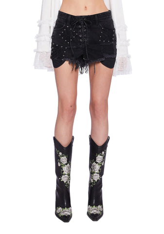 Dayclub Cabana Denim Shorts - Black