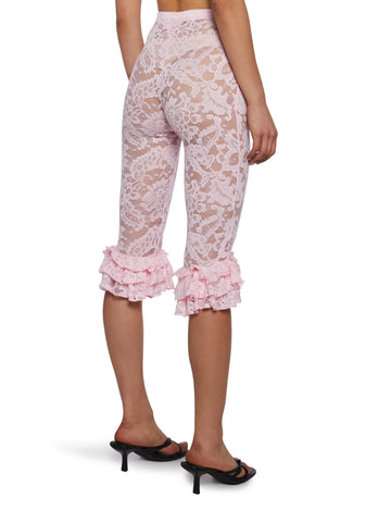 Daring Love Lace Capri Pants - Pink