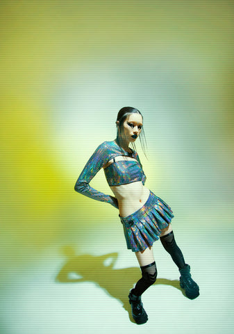 Cosmic Disco Pleated Mini Skirt