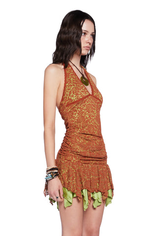 Tales Of Fantasy Mini Dress - Brown