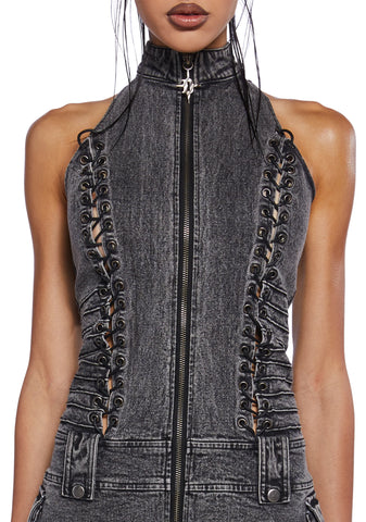 Charged Lace-Up Cargo Dress