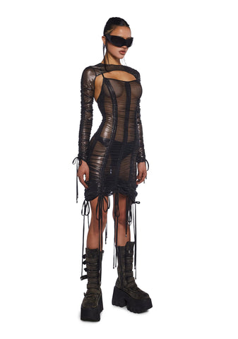 Downbeat Metallic Midi Dress With Shrug