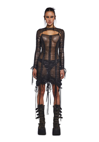 Downbeat Metallic Midi Dress With Shrug