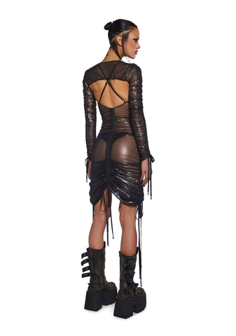 Downbeat Metallic Midi Dress With Shrug