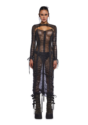 Downbeat Metallic Midi Dress With Shrug