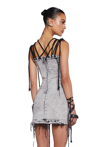 Charged  Lace-Up Denim Dress