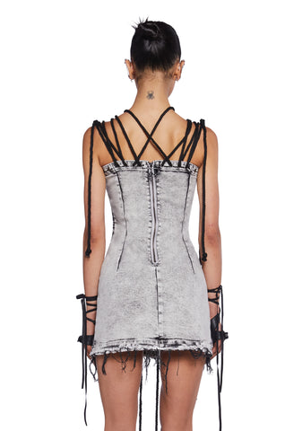 Charged  Lace-Up Denim Dress