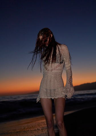 Dark Destiny Crochet Mini Dress - White