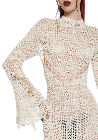 Dark Destiny Crochet Mini Dress - White