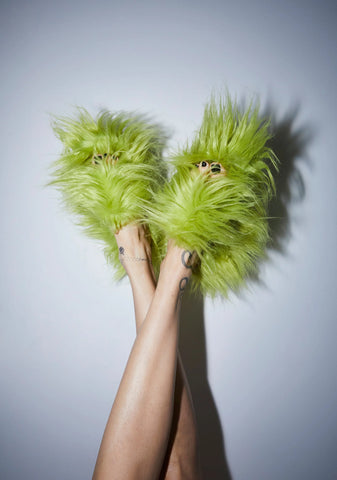 Case Of The Grumpies Fuzzy Slides - Light Green
