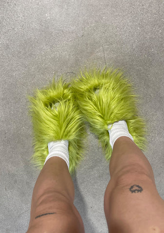 Case Of The Grumpies Fuzzy Slides - Light Green