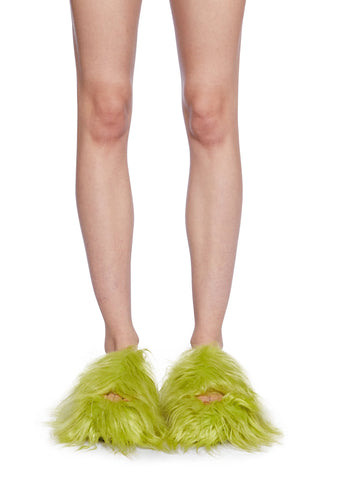 Case Of The Grumpies Fuzzy Slides - Light Green