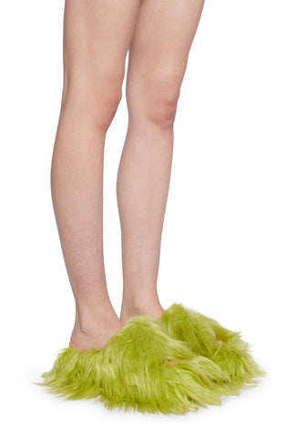 Case Of The Grumpies Fuzzy Slides - Light Green