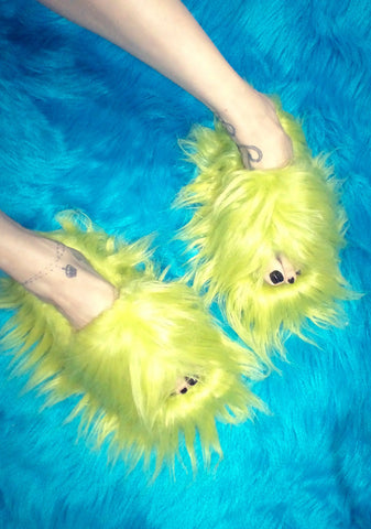 Case Of The Grumpies Fuzzy Slides - Light Green