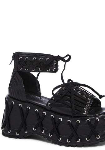 Rude Awakening Platform Sandals - Black
