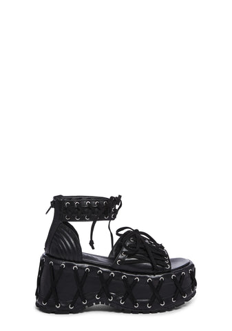Rude Awakening Platform Sandals - Black