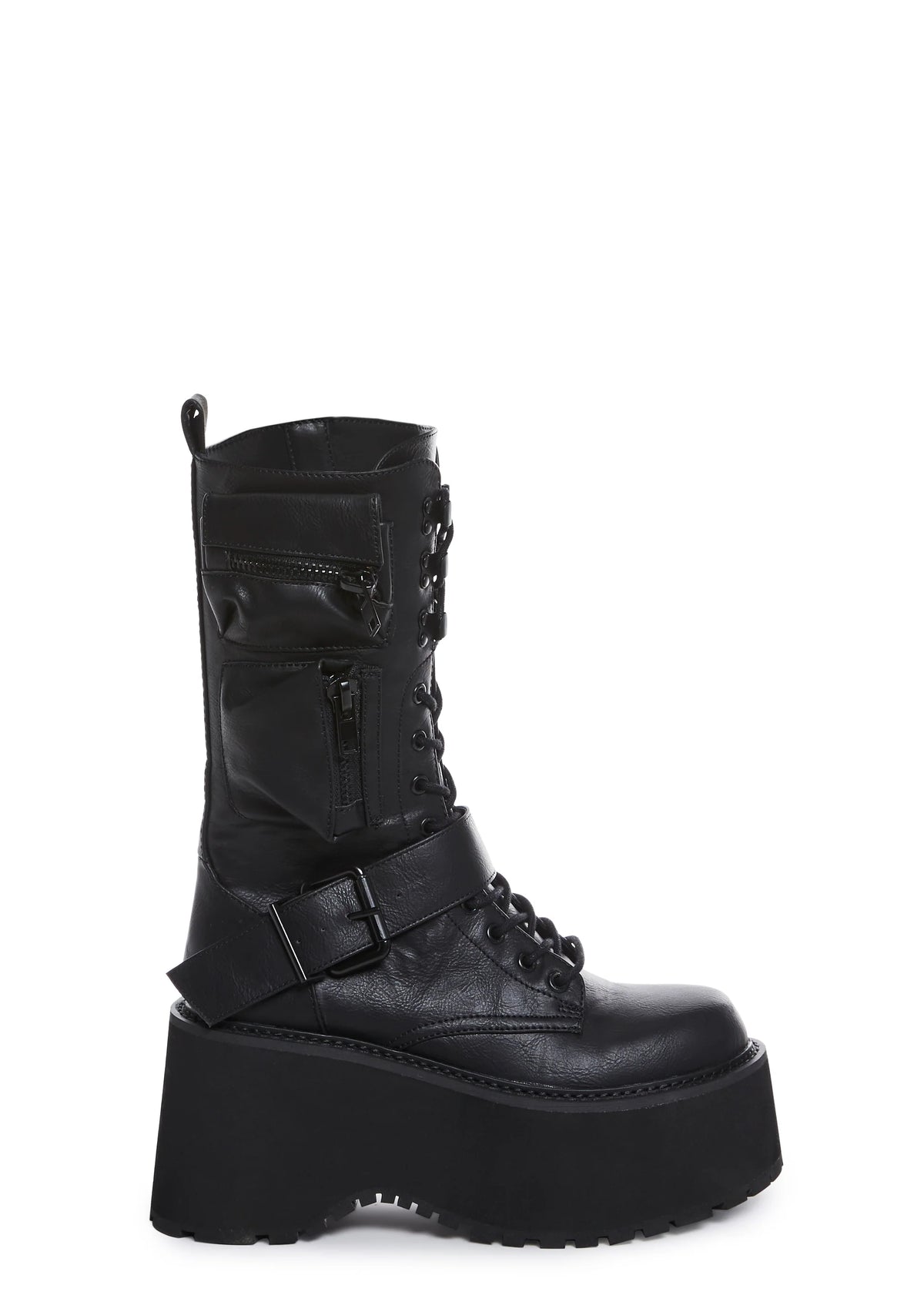 Obsidian Platform Zip-Up Boots - Black