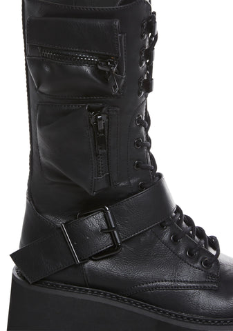 Obsidian Platform Zip-Up Boots - Black